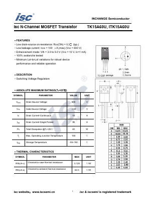 ITK15A60U Datasheet PDF Inchange Semiconductor