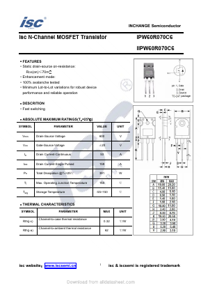 IPW60R070C6 Datasheet PDF Inchange Semiconductor