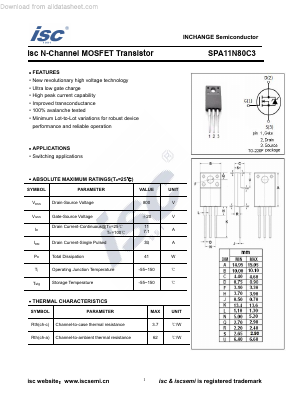 SPA11N80C3 Datasheet PDF Inchange Semiconductor