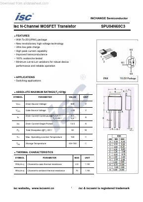 SPU04N60C3 Datasheet PDF Inchange Semiconductor