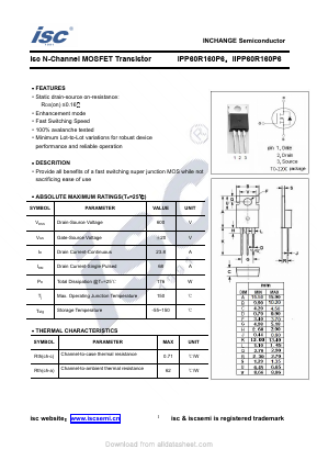 IPP60R160P6 Datasheet PDF Inchange Semiconductor