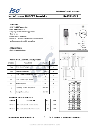 IPA60R160C6 Datasheet PDF Inchange Semiconductor