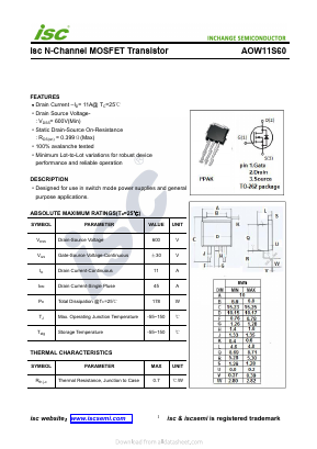 AOW11S60 Datasheet PDF Inchange Semiconductor