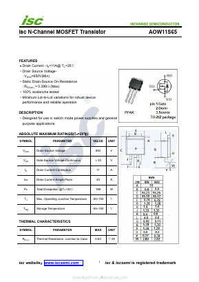AOW11S65 Datasheet PDF Inchange Semiconductor
