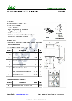 AOD464 Datasheet PDF Inchange Semiconductor