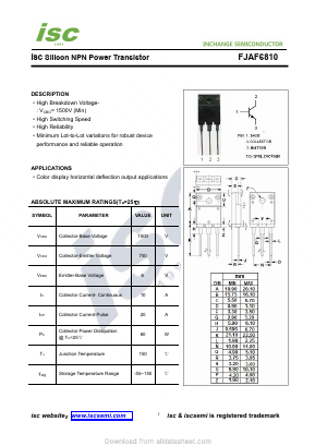 FJAF6810 Datasheet PDF Inchange Semiconductor