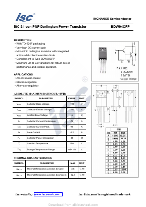 BDW94CFP Datasheet PDF Inchange Semiconductor