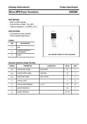 2SD288 Datasheet PDF Inchange Semiconductor