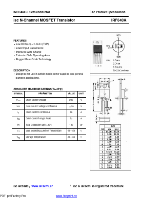 IRF640A Datasheet PDF Inchange Semiconductor