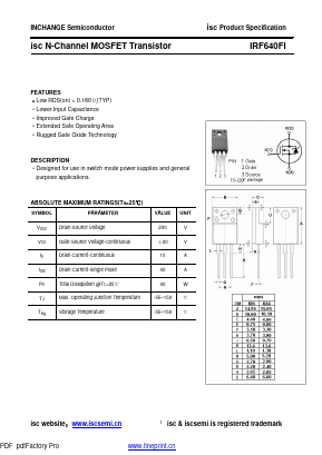 IRF640FI Datasheet PDF Inchange Semiconductor