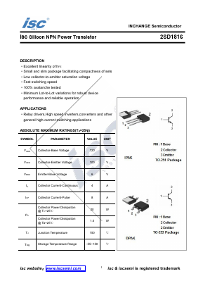 2SD1816 Datasheet PDF Inchange Semiconductor