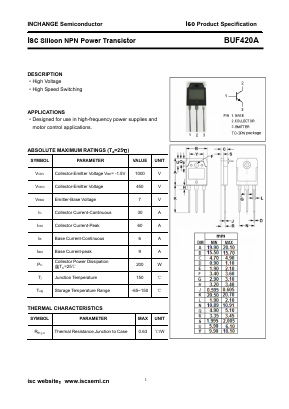 BUF420A Datasheet PDF Inchange Semiconductor