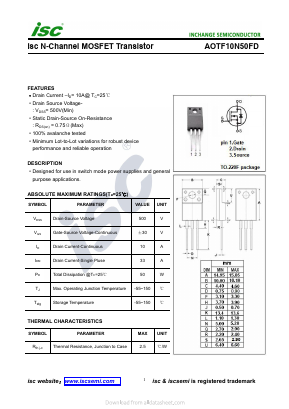 AOTF10N50FD Datasheet PDF Inchange Semiconductor