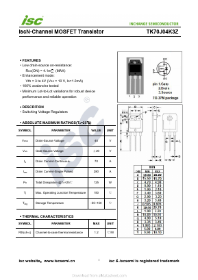 TK70J04K3Z Datasheet PDF Inchange Semiconductor