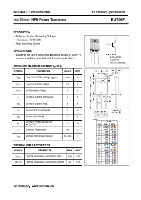 BU706F Datasheet PDF Inchange Semiconductor