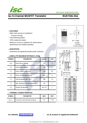 BUK7506-55A Datasheet PDF Inchange Semiconductor