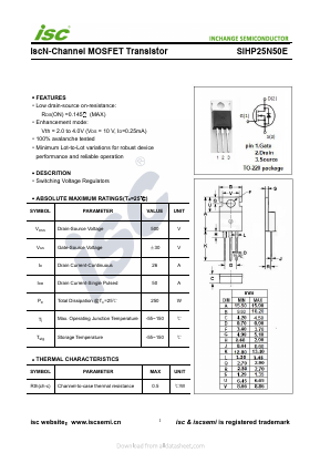 SIHP25N50E Datasheet PDF Inchange Semiconductor
