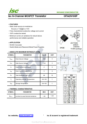 IXTA2N100P Datasheet PDF Inchange Semiconductor