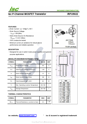 IRFU9022 Datasheet PDF Inchange Semiconductor