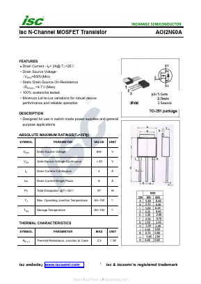 AOI2N60A Datasheet PDF Inchange Semiconductor