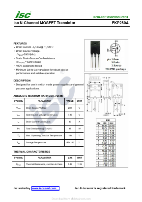 FKP280A Datasheet PDF Inchange Semiconductor