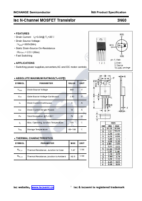 3N60-220 Datasheet PDF Inchange Semiconductor
