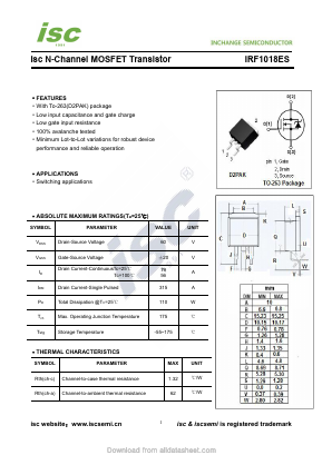 IRF1018ES Datasheet PDF Inchange Semiconductor