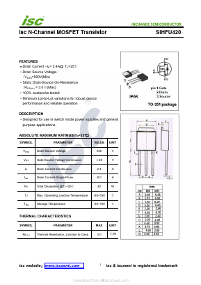 SIHFU420 Datasheet PDF Inchange Semiconductor