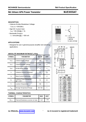 MJE3055AT Datasheet PDF Inchange Semiconductor
