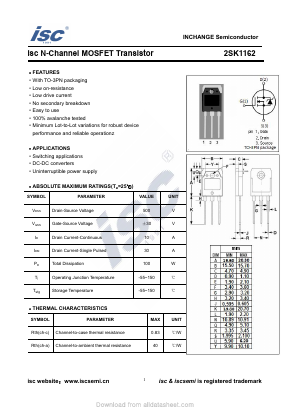 K1162 Datasheet PDF Inchange Semiconductor