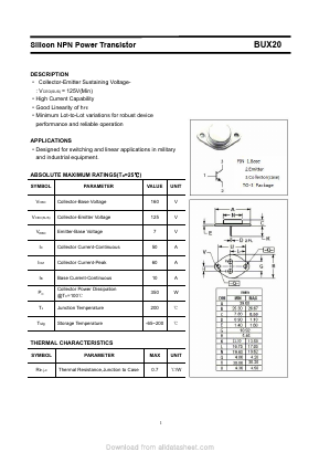 BUX20 Datasheet PDF Inchange Semiconductor