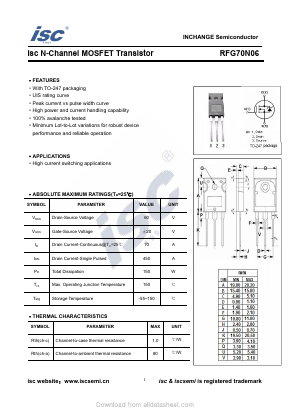 RFG70N06 Datasheet PDF Inchange Semiconductor