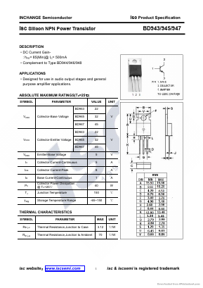 BD947 Datasheet PDF Inchange Semiconductor