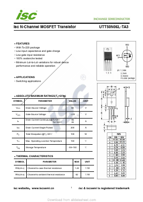 UTT50N06L-TA3 Datasheet PDF Inchange Semiconductor