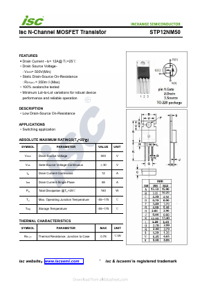 STP12NM50 Datasheet PDF Inchange Semiconductor