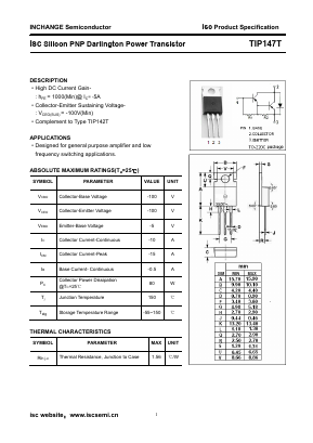 TIP147T Datasheet PDF Inchange Semiconductor