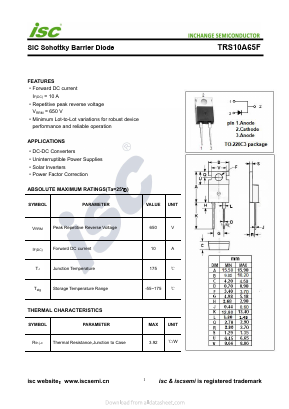 TRS10A65F Datasheet PDF Inchange Semiconductor