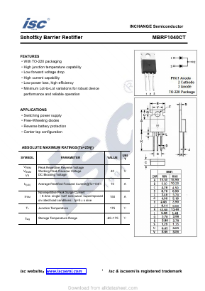 MBRF1040CT Datasheet PDF Inchange Semiconductor