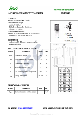 K1368 Datasheet PDF Inchange Semiconductor