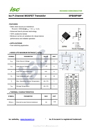 SPB08P06P Datasheet PDF Inchange Semiconductor