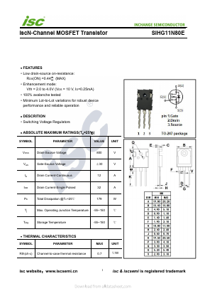 SIHG11N80E Datasheet PDF Inchange Semiconductor