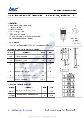 IPP048N12N3 Datasheet PDF Inchange Semiconductor