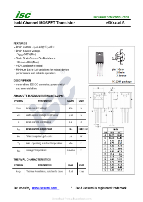 2SK1458LS Datasheet PDF Inchange Semiconductor