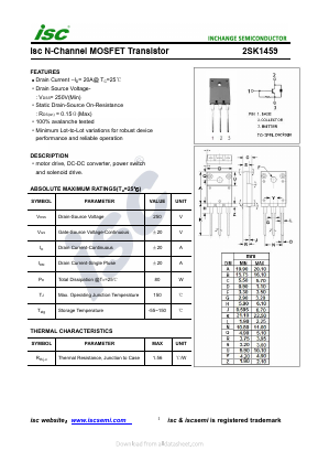 2SK1459 Datasheet PDF Inchange Semiconductor