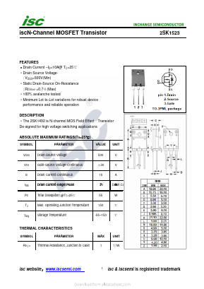 2SK1523 Datasheet PDF Inchange Semiconductor