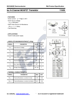 11N90-TO-3 Datasheet PDF Inchange Semiconductor