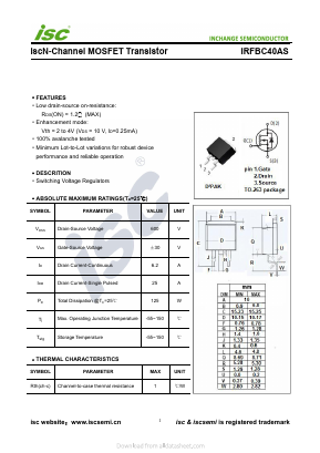 IRFBC40AS Datasheet PDF Inchange Semiconductor