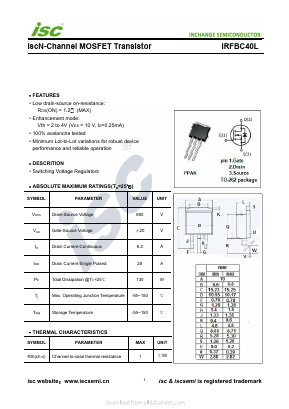 IRFBC40L Datasheet PDF Inchange Semiconductor