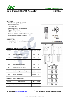 2SK1344 Datasheet PDF Inchange Semiconductor