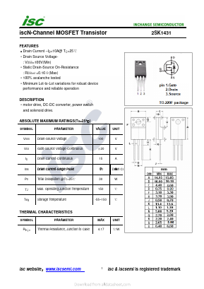 2SK1431 Datasheet PDF Inchange Semiconductor